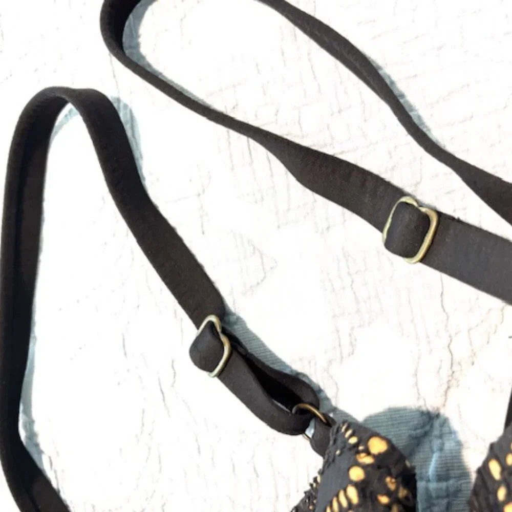 Becca Designer Swimsuit Black & Gold Crochet Textured Stretch (Swim Dress) - Picture 7 of 11